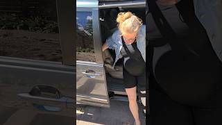 Getting into a car in a knee immobilizer locked straight meniscus acltear pregnant ACL surgery [upl. by Airemahs]