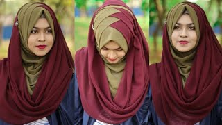 Criss Cross Hijab style with chiffonJorjet HijabFull Coverage [upl. by Eimas]