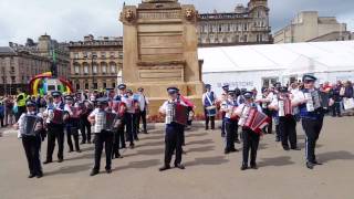 Forth Bridges Accordion Band  George Square Glasgow July 2014 [upl. by Ardin]