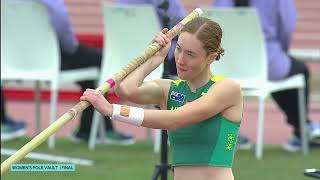 Womens Pole Vault Final World U20 Championships mollyhaywood worldathleticsu20 womenspolevault [upl. by Wylma779]