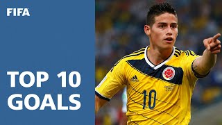 TOP 10 GOALS  2014 FIFA World Cup Brazil [upl. by Neevan]