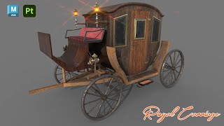 Royal Carriage  Autodesk Maya  Substance 3D Painter  3d [upl. by Tnayrb]