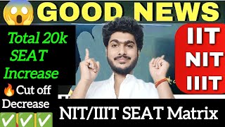 JOSAA Seat Matrix 2024 🔥 All NITIIIT Cut off Decreased 😱  JEE Mains Counselling 2024 jeeexam [upl. by Eerased501]