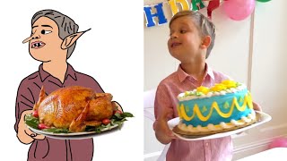 Diana and Dad Birthday Surprises and Sweets Funny Cartoon Drawing Meme [upl. by Sitoiganap]