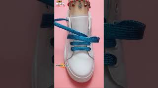 Trendy tie shoelaces design for girls Lacing sneakers fashion tips shorts shoeslacestyles [upl. by Navinod]