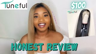 TUNEFUL HAIR REVIEW  AFFORDABLE LACE FRONT WIG  ALIEXPRESS HAIR REVIEW  UNBOXING [upl. by Felicia]