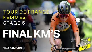 SPECTACULAR SPRINT 😯  Tour de France Femmes Stage 5 Final Kilometres  Eurosport Cycling [upl. by Einnad]