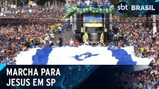 “Marcha para Jesus” reúne milhares de pessoas em São Paulo  SBT Brasil 300524 [upl. by Notgnirra690]