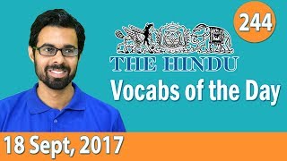 ✅ Daily The Hindu Vocabulary 18 Sept 2017  Learn 10 New Words with Tricks  Day244 [upl. by Arutak862]