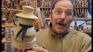 How to turn a snowman with a hat on the wood lathe [upl. by Gnem]