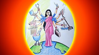 women empowerment drawing easy  womens day poster drawing  international womens day drawing [upl. by Neahs]