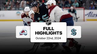 Avalanche at Kraken  October 22 2024  NHL Full Game Highlights [upl. by Atronna230]