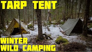 TARP TENT WINTER CAMPING [upl. by Syla]