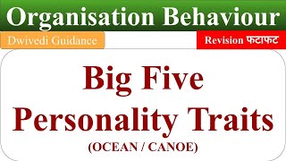 Big Five Personality Traits big five model of personality OCEAN big five personality test OB [upl. by Priebe]