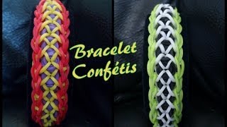 Bracelet Conféttis Rainbow Loom® Tutoriel Français Niveau débutant [upl. by Ddahc]