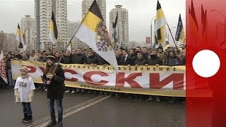 Russland UltraNationalisten Demo gegen Muslime [upl. by Jovita]