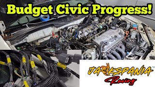 Budget Build Honda Civic EK  New Tucked Engine Harness  Jackspania Racing [upl. by Nyre14]