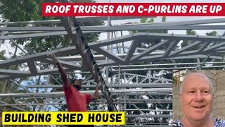 ROOF TRUSSES AND PURLINS Are Installed  Building House In The Philippines [upl. by Farris]