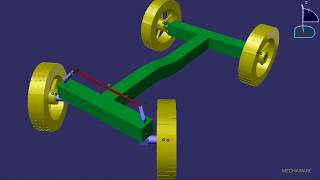 Ackermann steering mechanism  catia 3D model simulation [upl. by Hurlee]