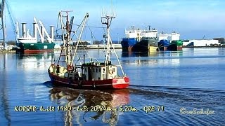 KORSAR GRE11 shrimp trawler Krabbenkutter fishing vessel Fischereifahrzeug Emden Germany [upl. by Brande]