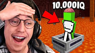 New Minecraft Player REACTS to 10000 IQ Minecraft Guy  Dreams INSANE Plays [upl. by Nylde301]