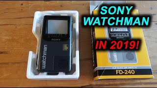 Using a Sony Watchman in 2019  Portable CRT TV [upl. by Doehne]