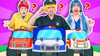 Wheres My Monster Truck 👮🏻‍♂️👩🏻‍⚕️👨🏻‍🚒 Rescue Team  Five Little Monster Trucks  Mimie SingAlong [upl. by Nel]