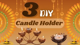 3 DIY Candle Holder  Diwali Decoration Ideas 🪔 [upl. by Kaenel]