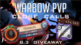 Close Calls  Warbow PvP  83 Giveaway  Slayer Corrupted Dungeons  Albion Online [upl. by Fallon795]