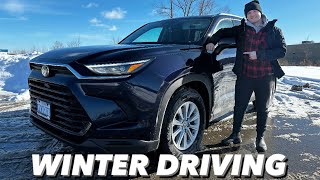 2024 Toyota Grand Highlander Winter Snow Driving Performance Review  Fully Stock [upl. by Ahtanoj838]