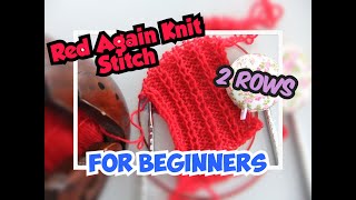 RED AGAIN KNIT STITCH 2 ROWS FOR BEGINNER VEST HAT SCARF JUMPER MESH TOP SKIRT DRESS ANA VANILA ARTS [upl. by Lotsirb]