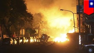 Taiwan gas explosion massive gas explosions in Taiwan rip roads apart kill 25 [upl. by Arakaj]