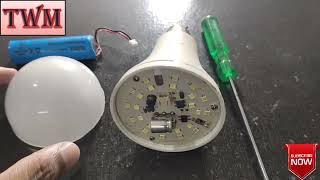 DOB RECHARGEABLE LED BULB REPAIR 9W ORMITGOLD LIION BATTERY NOT WORK TECHWITHMANISH1405 [upl. by Ula296]