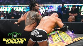 Goldberg shocks Reigns with devastating Spear WWE Elimination Chamber 2022 WWE Network Exclusive [upl. by Arrais88]