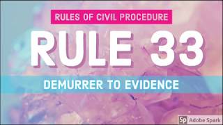 Rule 33 Demurrer to Evidence CIVIL PROCEDURE AUDIO CODAL [upl. by Madelaine141]