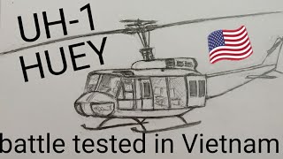 how to draw a helicopter UH1 Huey [upl. by Halbeib]