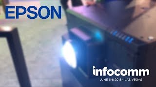 Epson Pro L12000Q 4K Commercial Projector at Infocomm 2018 [upl. by Ylenats]