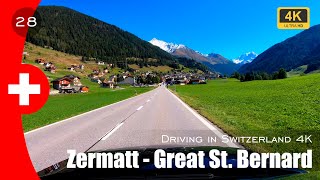 Switzerland Drive 4K  Great St Bernard Pass  Aosta Valley [upl. by Ydiarf]