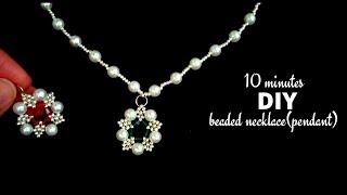 10 minutes DIY beaded necklacependant jewelry making tutorial Beaded necklace [upl. by Joab]