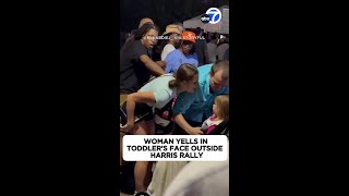 Woman yells in toddlers face outside Kamala Harris rally in Houston [upl. by Parshall]