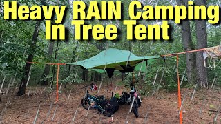 24 Hours Of HEAVY RAIN Camping Tree Tent [upl. by Melliw573]