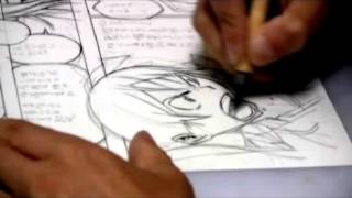 Takeshi Obata Inking A Page Of Bakuman [upl. by Rella363]