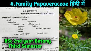 Family Papaveraceae in hindi  BSc 2nd year Botany Third Semester [upl. by Samohtnhoj361]