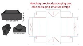 Handbag box food packaging box cake packaging structure design [upl. by Kirsch]