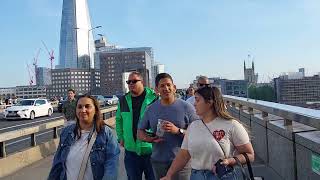 London Walking Tour London Bridge Thames River [upl. by Nylasej]