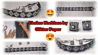 How to Diy Choker Necklace for Navratri DandiyaGlitter paper Necklace Kaise BanayeaNecklace craft📿 [upl. by Lela839]