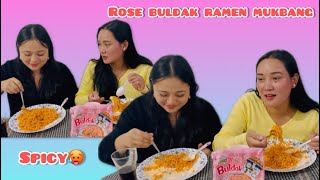 Spicy Rose Buldak Ramen noodles mukbang🥵 with my sister Awantika Gurung♥️ [upl. by Birck]