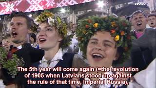 Latvian Song Festival 2018  quotManai DzimteneiquotReprise English TranslationSubtitlesENG SUB [upl. by Ylliw627]