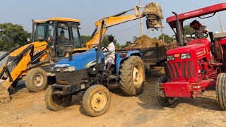 Jcb 3dx Backhoe Loader Machine Loading Mud In Mahindra and Newholland Tractor  Jcb Tractor Videos [upl. by Reltuc]