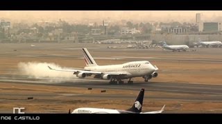 Air France Boeing 747  Aterrizaje duro en Ciudad de México [upl. by Marcellus]